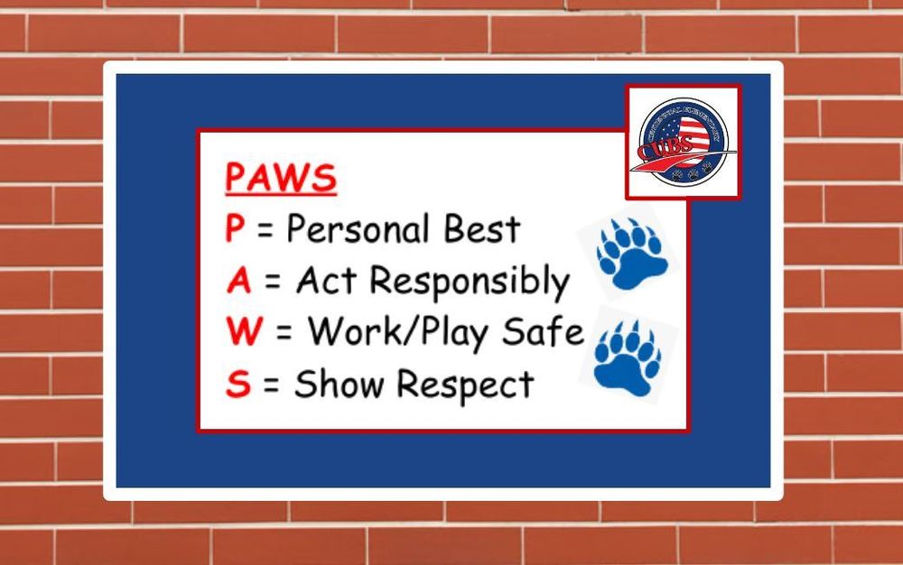 PAWS P = Personal Best A = Act Responsibly W = Work/Play Safe S = Show Respect