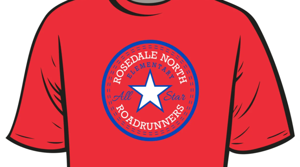 Rosedale North Red T-shirt on white background
